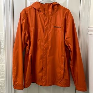 Mens Orange Columbia Omni Tech Waterproof Rain Jacket Size M